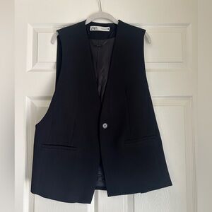 Zara Black One Button Vest in Sz Small